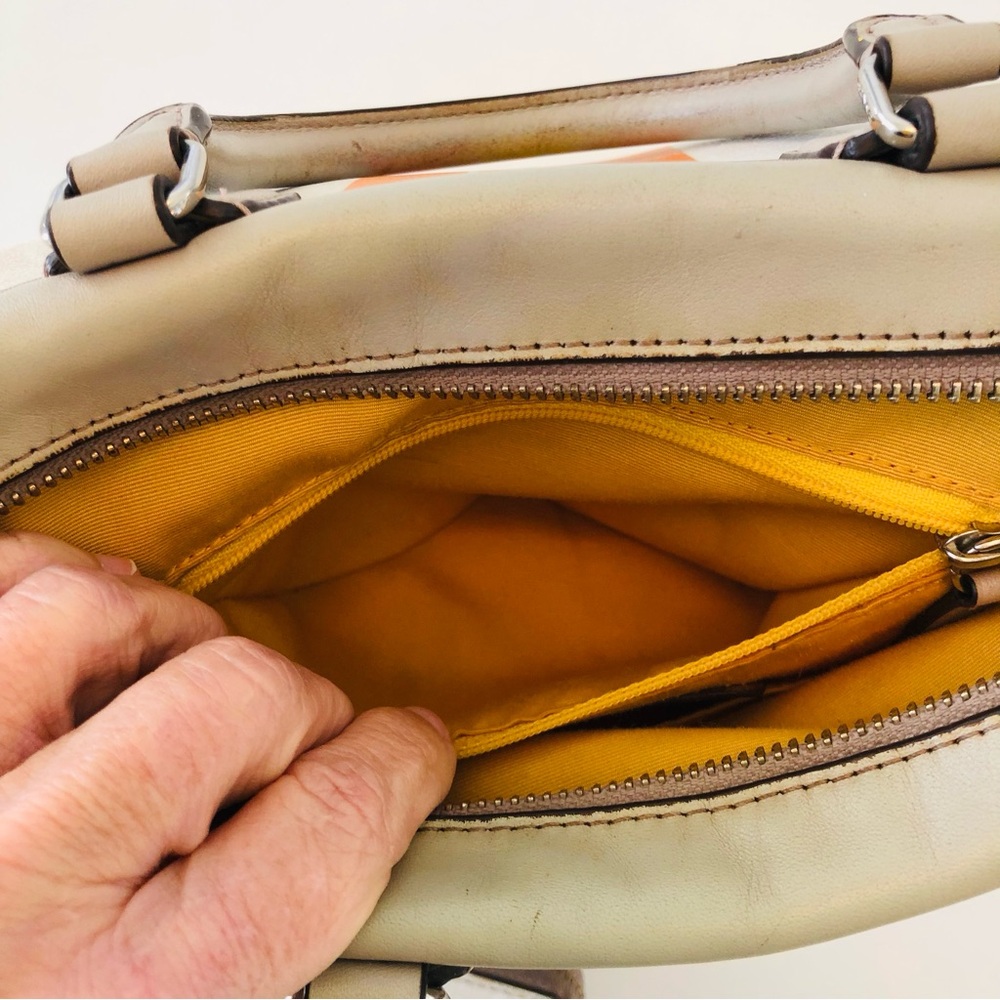 Coach Varsity Stripe Mini Bennett Satchel & Wristlet Cream Orange Yellow F38401 - Picture 6 of 17